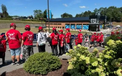 Japanese families waiting for their team to go down ...